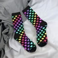thumbnail image 5 of Hirioo Rainbow Hearts Pattern Adult Middle Tube Socks Breathable Sock Non-Pilling,Contrasting Color Design, 5 of 6