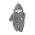 thumbnail image 2 of Qiylii Baby Winter Hooded Knitted Jumpsuit,Long Sleeve Button Down Thick Romper, 2 of 9