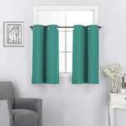 Teal Kitchen Window Tiers - Basement Valances Insulated Blackout Curtains Grommet Top Panels for Nursey / Bathroom, 30 x 36 inch, Teal, 1 Pair