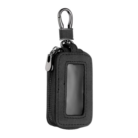 Uxcell Car Key Fob Cover Case Leather Universal Smart Car Key Holder with Key Ring Keychain Black