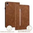 thumbnail image 7 of Decase for ipad 56/pro 9.7 inch 2016/2017/2018 Sleepable Pure Color Zipper Wallet Card Slot Pen Slot ipad Case, Soft TPU Back Shock Resistant Drop ipad Case for iPad 6th Generation, Brown, 7 of 7
