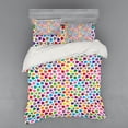 thumbnail image 2 of Abstract Duvet Cover Set, Trippy Crossed Linked Geometric Puzzle Style Ornamental Background Pattern, Bedding Set with Shams and Fitted Sheet, 3 Sizes, by Ambesonne, 2 of 3