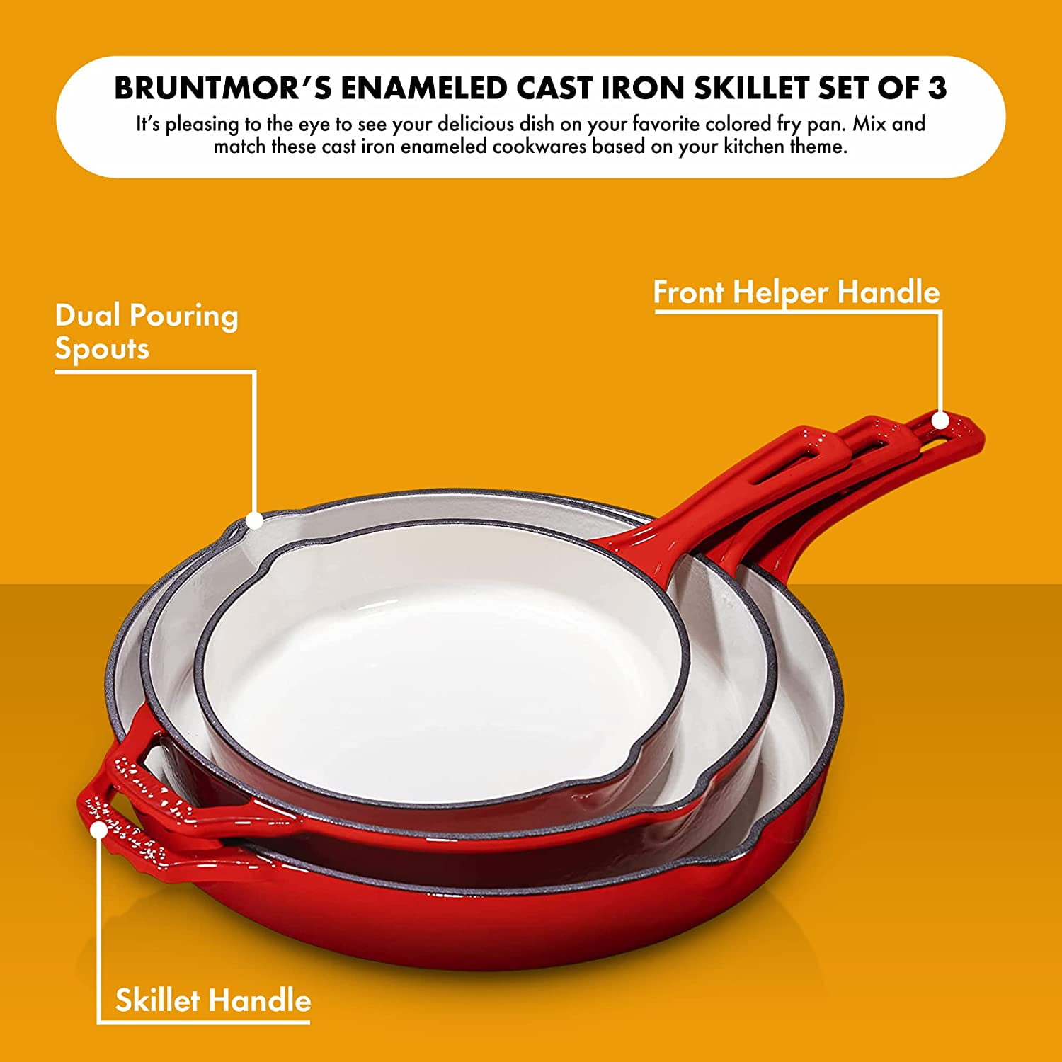 Bruntmor 8 Pc Pre Seasoned Cast Iron Kitchen Utensil Set Bundle