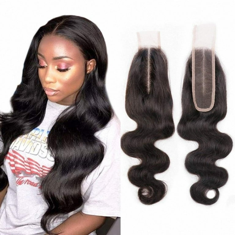 2x6 Transparent Lace Closure Braziian Remy Body Wave Human Hair Middle Part  Pre Plucked Body Wave Hair Lace Closure Natural Hairline 