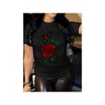 thumbnail image 1 of Comfortable Crew Neck Rose Print Women's Casual T-Shirt with Durable Double Shoulder Seams for Everyday Wear, 1 of 7