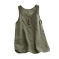 thumbnail image 4 of Soyumi Cotton Linen Cami Tops for Women Summer Sleeveless Embroidery Tank Tops Casual Camisole Loose Fit Spaghetti Strap Cami Shirts, Blackish Green, 4 of 5
