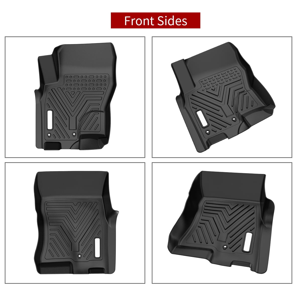 RVNI TPE Rubber Front and Rear 3-Piece for 2008-2021 Nissan Frontier Crew Cab Black Floor Mats Set, All-Weather Protection
