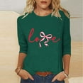 thumbnail image 2 of RKSTN Valentines Gift 3/4 Length Sleeve Womens Tops Oversized Crewneck Valentine Day Loves Heart Graphic Print Short Sleeve T Shirt Womens Casual Plus Size Round Neck Three Quarter Sleeve Tee Shirt, 2 of 6
