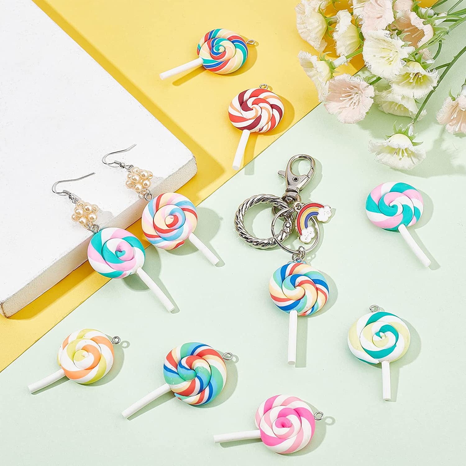10Pcs Slime Charms Colorful Lollipop Soft Clay Plasticine Slime Accessories  Beads Making Supplies For DIY Scrapbooking Crafts