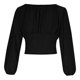 thumbnail image 5 of TaTaai Women's Solid Color Off Shoulder Long Sleeve Top Ladies Pleated High Waist Slim Fit Shirt Fashion Casual for Daily Party Work Travel Streetwear All Season Wear Gift, 5 of 7