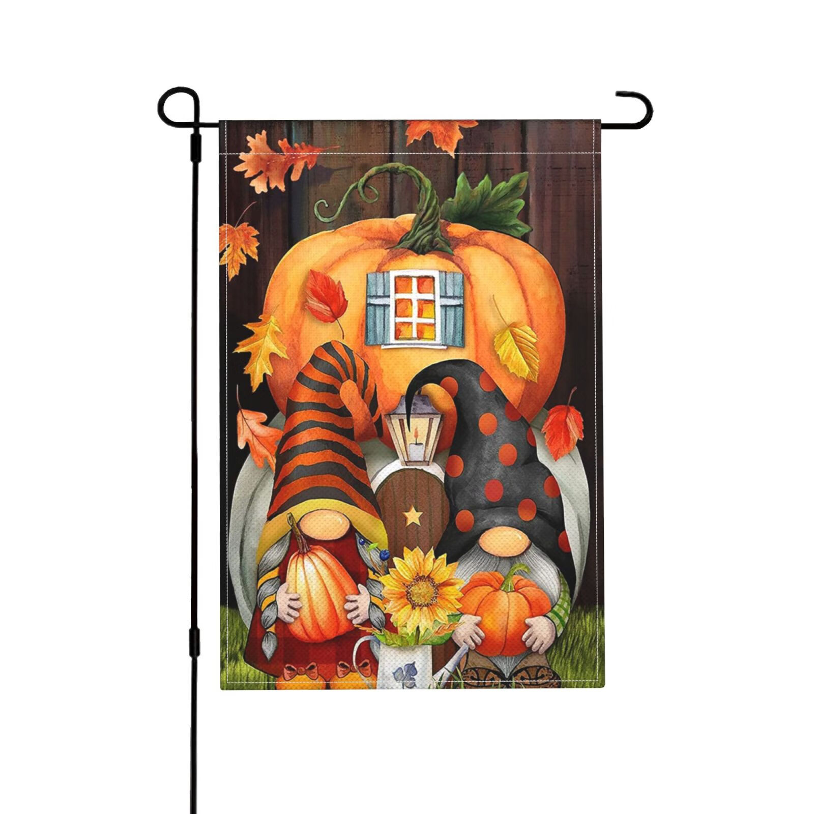 Halloween Fall Gnome Garden Flag 12x18 Double Sided,Thanksgiving