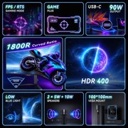 Deco Gear 49 Curved Gaming Monitor, 5120x1440 144Hz OLED Monitor, 32:9 Ultrawide Monitor, QD-OLED 0.03ms HDR400 True Black, 100% sRGB, HDMI 2.1, 90W USB-C, KVM, Built-in Speakers