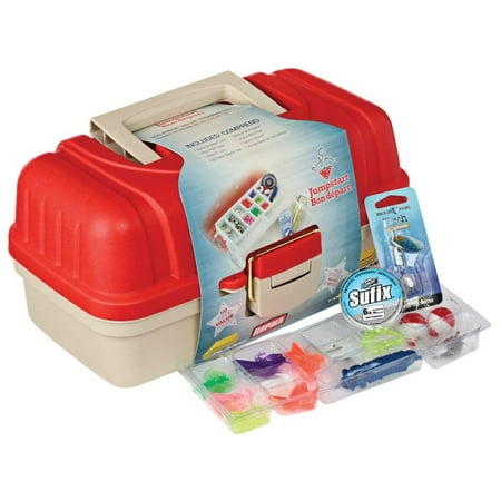 Jumpstart 103 Piece Tackle Box with Equipment Plano Molding Rapala Bluefox Storm