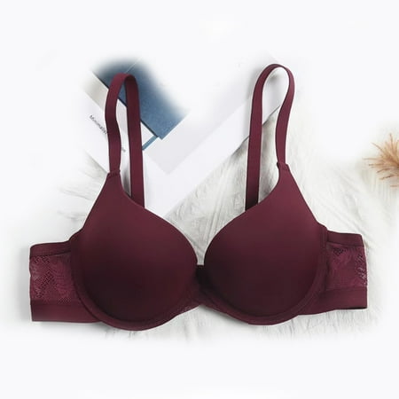 LLYWEY Bras No Underwire on Sale Bras Older Women Ladies Balconette Bra Style-1216 Women s Plus Lift Bra Feature Adult Female Bralette Sports Bras Red 38B