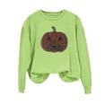 thumbnail image 4 of QINGFSAP Womens Halloween Rhinestone Sweatshirt Long Sleeve Crewneck Pullover Top Sparkly Ghost Design Loose Fall Wear, 4 of 5