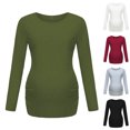 thumbnail image 7 of Zwiiyzr 2024 Women's Maternity Top Shirts Round Neck Trendy Solid Color Long Sleeve Pregnant Casual Clothe Top Black-L, 7 of 7