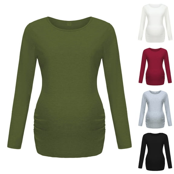 AKAFMK Summer Maternity Clothes,Long Sleeve Maternity Tops,Nursing Maternity Top,Ladies Fashion Solid Color Long Sleeve Pregnant Woman Casual Clothe Top
