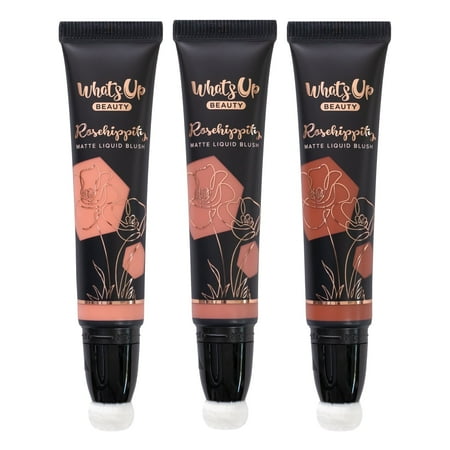 Whats Up Beauty - Rosehippity Matte Liquid Blushes Set of 3 - (Osiana, Heirloom, Leonidas) Vegan, Clean, Non-Toxic Face Cheek Makeup