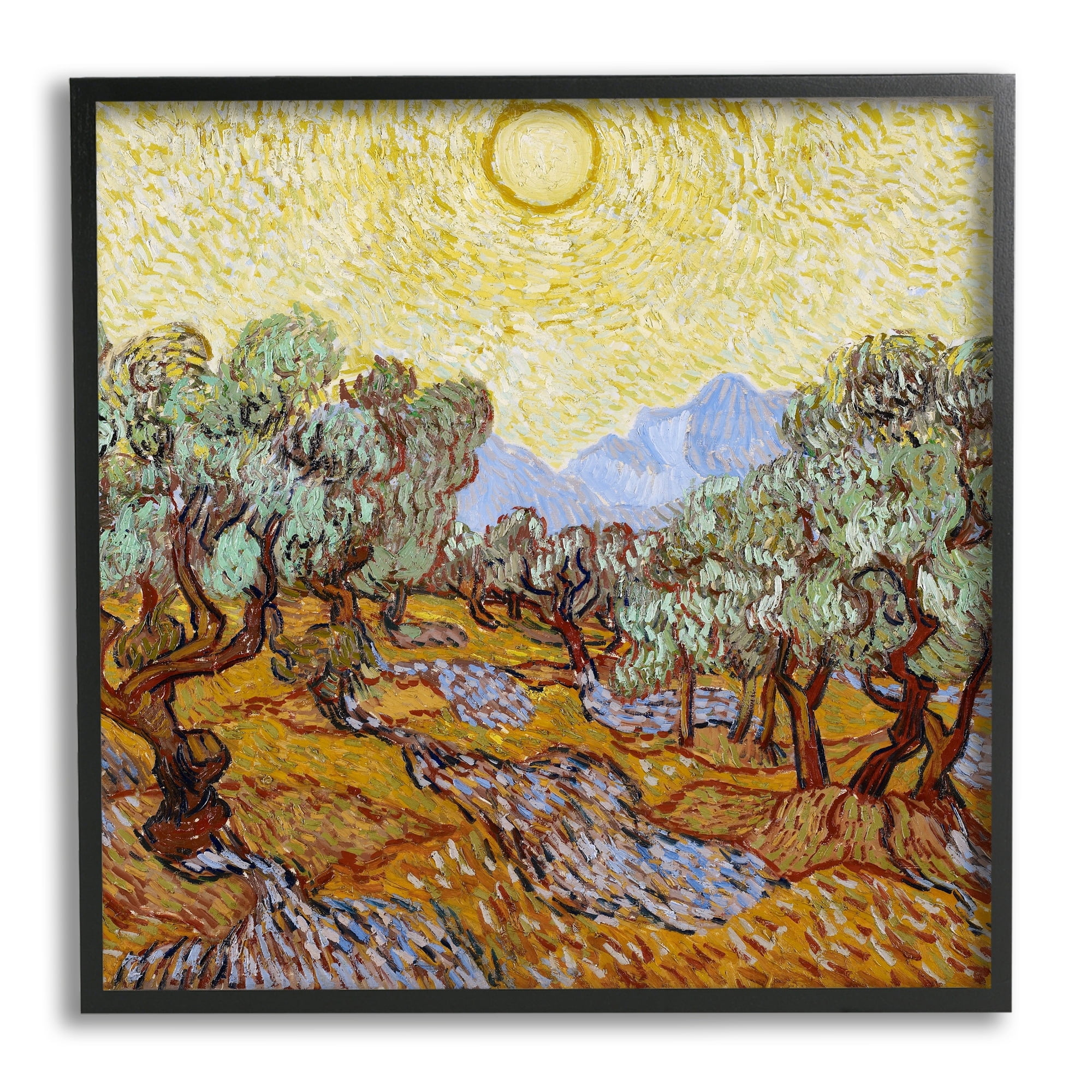 Stupell Industries Olijfbomen Olive Branches Vincent van Gogh Classic Painting Painting Black Framed Art Print Wall Art, Design by one1000paintings