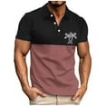thumbnail image 2 of POTETI Collared Mens Polo Shirt Casual Short Sleeve Shirts Loose Hawaii Print Tropical Tops, 2 of 4