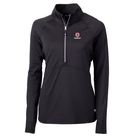Women's Cutter & Buck Black Bradley Braves Adapt Eco Knit Half-Zip Pullover Jacket