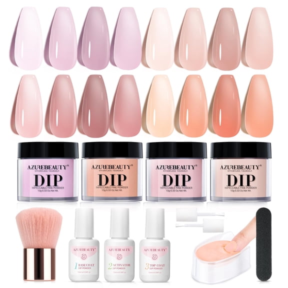 Kit básico para uñas en polvo AZUREBEAUTY con 4 colores