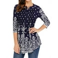 thumbnail image 5 of ZXSXSY Women Floral Print 3/4 Sleeve Buttons Pleated Front Blouse, 5 of 7