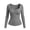 Dark Gray, variant on Sweetheart Neck Ribbed Top for Women Ghalytn Front Ruched Slim Fit - Long Sleeve Curved Hem Casual Blouse