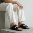 thumbnail image 3 of Cushionaire Lane Cork Footbed Mens Sandals, Adjustable Buckle Comfort Slides for Men, Genuine Leather Insole Summer Sandals Men Footwear, 3 of 16