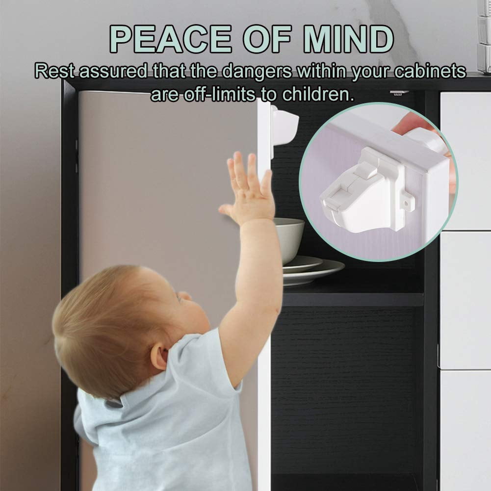 Eco-Baby Magnetic Cabinet Locks for Babies - Easy Installation (16 Pack and 3 Keys)