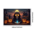 thumbnail image 1 of Spooky Design Halloween Banner Skeleton Illustration Pumpkin Graphics Haunted House for Holiday Party Event Indoor Decoration, 1 of 1