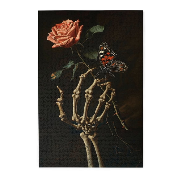 1000 PCS Skeleton And Rose Puzzles For Adults 1000 Pieces,Unique And Beautiful Design,Challenging Brain Exercise,Great For Relaxation And Display For Puzzle Enthusiast,Modern Art Wooden Puzzle