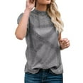 thumbnail image 1 of Gibobby Camisas Para Mujer Elegantes Camisa corta con volantes acampanados blusa de encaje Top de algodón para mujer manga de retazos camisetas de mujer（Gris， S), 1 of 5