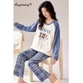 thumbnail image 3 of Ropa de dormir con estampado de cachorro para mujer, jersey de manga larga, Pijamas de ocio, conjunto de Pijamas Krean informal para otoño e invierno, 3 of 5