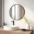 thumbnail image 4 of Espejo circular negro para decoración de pared de 18 pulgadas, espejo redondo de baño con marco mate, pequeños espejos circulares para entrada, pasillo, sala de estar, recámara, 4 of 12