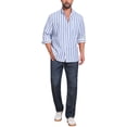 thumbnail image 2 of INSPIRE CHIC Inspired Men's Stand Collar Long Sleeve Button Down Striped Dress Shirts with Chest Pocket XL Light Blue, 2 of 4