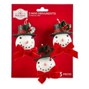 Holiday Time Snowman Mini Ornaments, 6.13", 3 Count