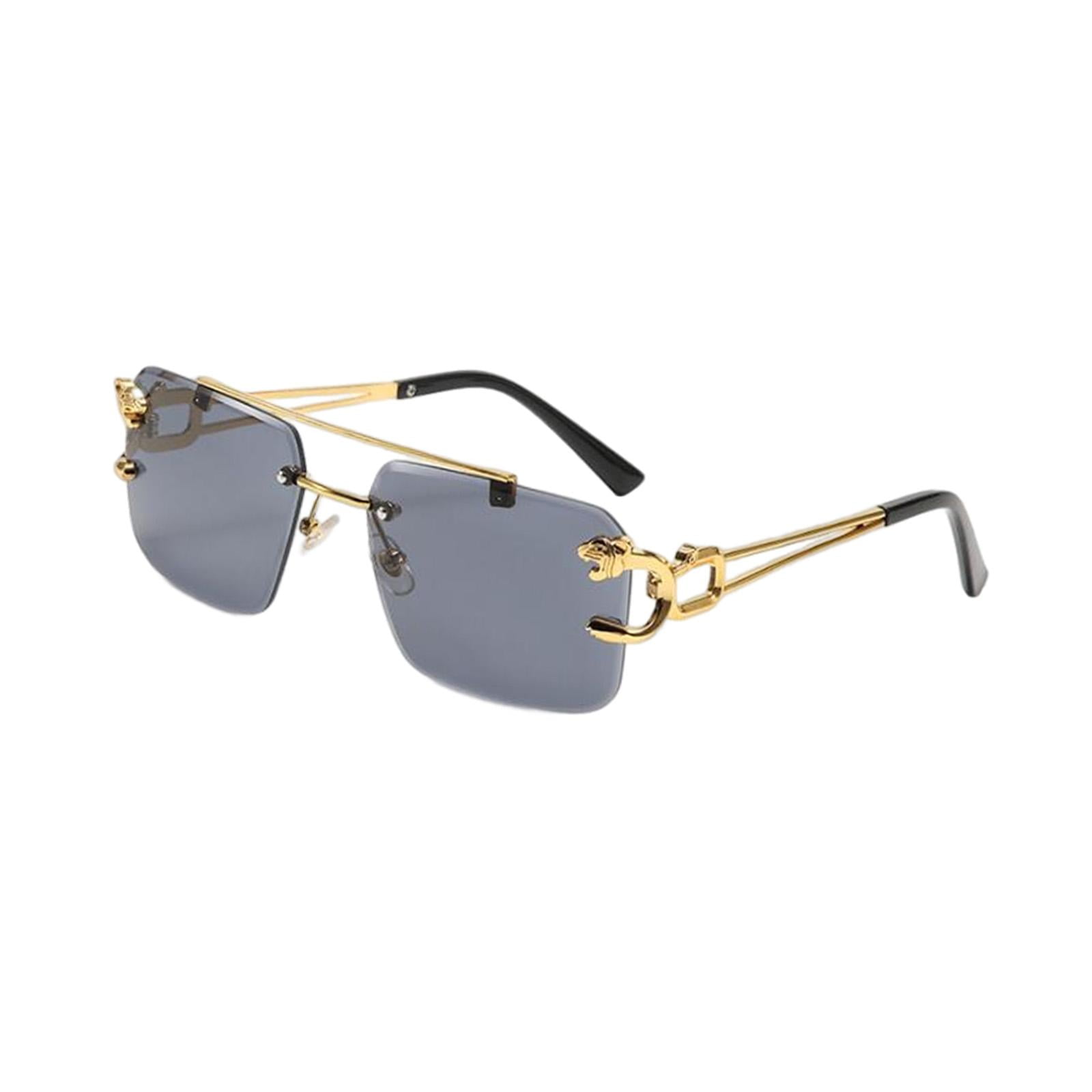 Rectangle Frameless Glasses Rimless Sunglasses Modern Summer Cut Edge Sunglasses black gray