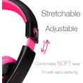 thumbnail image 3 of Auriculares Rockpapa para adultos y niños, ajustables, con graves profundos, para MP3/4 DVD Smartphone Laptop Tablet en carro/avión, negro/rosa, 3 of 3