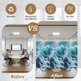 thumbnail image 5 of Blue Teal Coastal Window Privacy Film, Sea Nautical Ocean Summer Beach Static Cling UV Sun Blocking Heat Control Window Tint Day and Night, Non-Adhesive One Way Windows Privacy Cover 17.7''x78.7'', 5 of 7