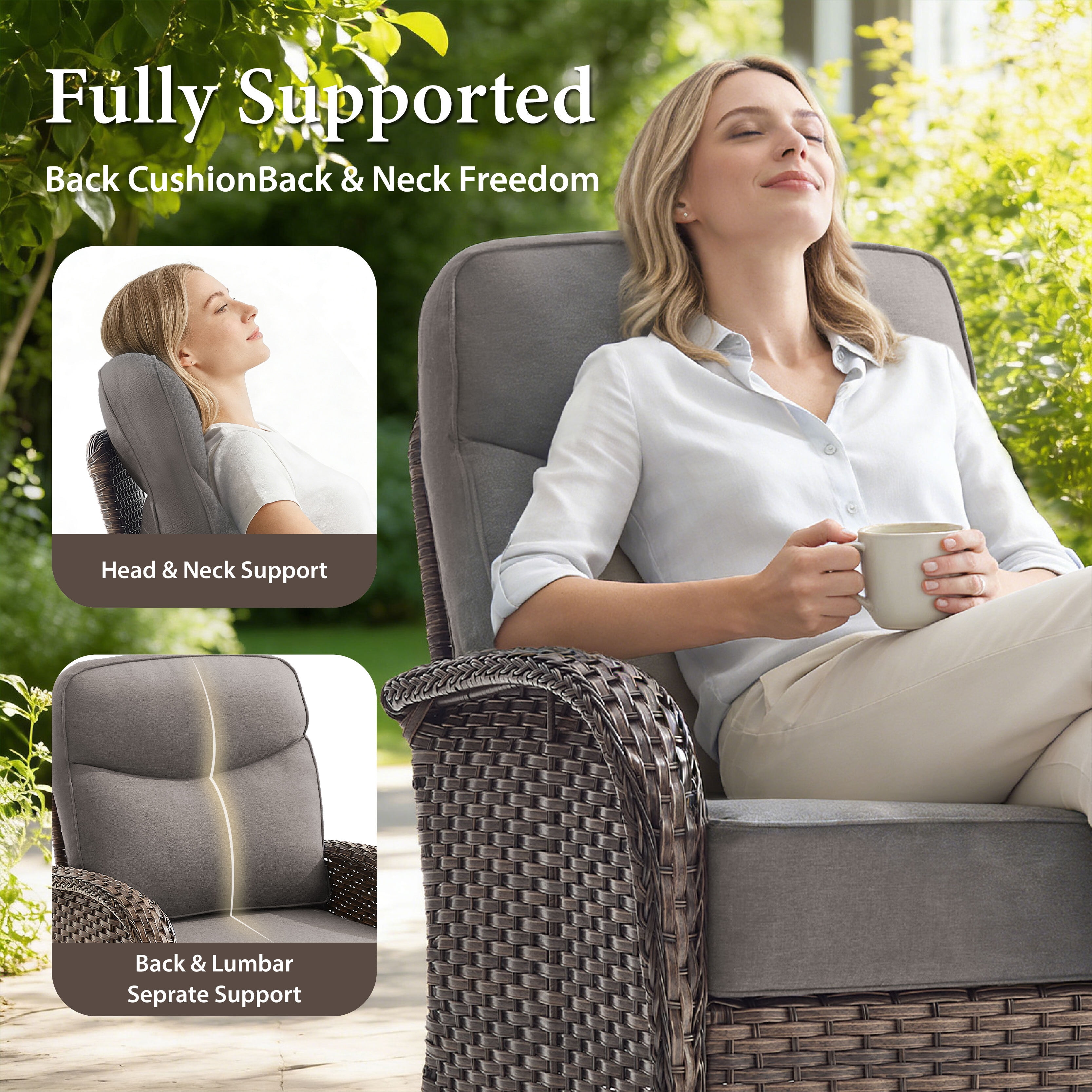 Bellefurn 5 Pieces Patio Furniture Set,Outdoor Swivel Rocker Patio Chairs Set,Outdoor Patio Conversation Sets for Outdoor,Balcony,Front Porch,Firepit Area