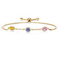 Gem Stone King 18K Yellow Gold Plated Silver Bracelet Citrine Persian Blue Moissanite (1.55 Cttw)