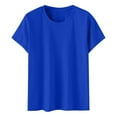 thumbnail image 4 of Blue Spring Tops for Women 2024, Cotton Womens Fitted T Shirts, Short Sleeve Women'S Spring Summer Tops 2024, Womens Shirts Trendy, Solid Womens Shirts Summer, Work Solid Color T-Shirts for Women, 4 of 8