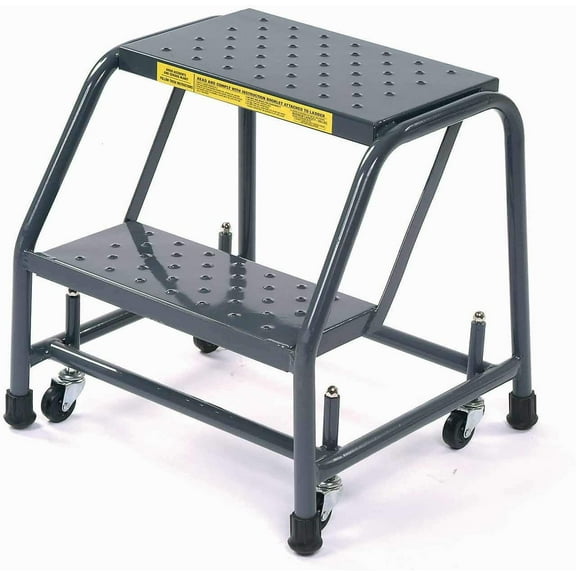 Ballymore 218P Perforated 16"W 2 Step Steel Rolling Ladder 10"D Top Step