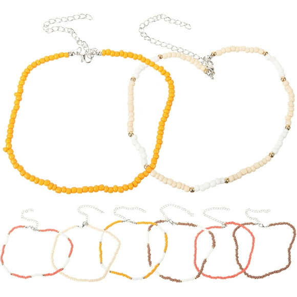 8pcs Beaded Necklace Sweater Necklace Chain Neck Pendant Choker Jewelry