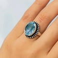 thumbnail image 3 of SATYAVIE JEWELLERY 925 Sterling Silver Blue Topaz Ring – Handmade Oval Cut Gemstone Ring, Elegant Silver Statement Jewelry for Women Ring Size US 5, 3 of 5