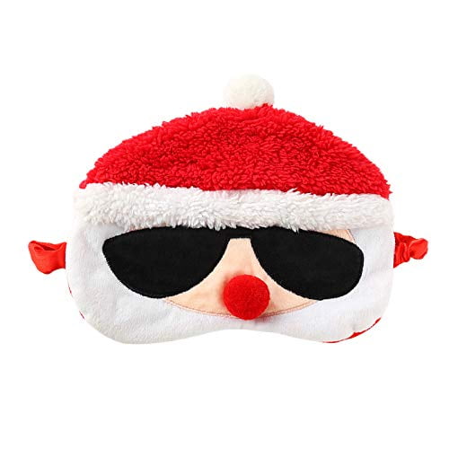 Ulbemoll Máscara de Dormir Linda, Máscara de Dormir Suave de Peluche Navideña con Reno, Antifaz de Ciervo Animado para Niños, Niñas y Adultos en Viaje (Beige, Pequeño Reno)
