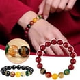 thumbnail image 2 of Red Cinnabar Round Bead Men Woman Luck Fortune Charm Energy Bracelet Gift- M9S3, 2 of 6