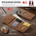 thumbnail image 2 of Allytechgroup Wallet Case for iPhone 15, PU Leather Wallet Case with Detachable Cards Holder Kickstand Support Wireless Charging Shockproof Protective Bumper for Women Men, Brown, 2 of 11