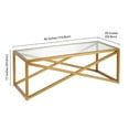 thumbnail image 5 of Pemberly Row Brass and Gold Rectangular Coffee Table with Glass Top, 5 of 8